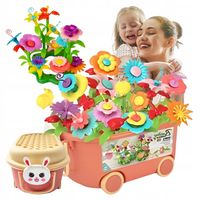KLOCKI OGRÓD W WÓZECZKU 102 ELEMENTY KWIATKI DO UKŁADANIA DLA DZIECI 3+