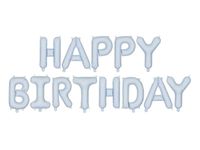 Balon foliowy napis Happy Birthday niebieski, 340x35 cm