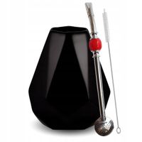 Zestaw do Yerba Mate Tykwa Diament Czarna + Bombilla z Kamieniem