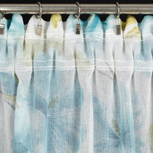 Firana gotowa na taśmie SOFIA 140x270 biała niebieska w kwiaty na Arena.pl