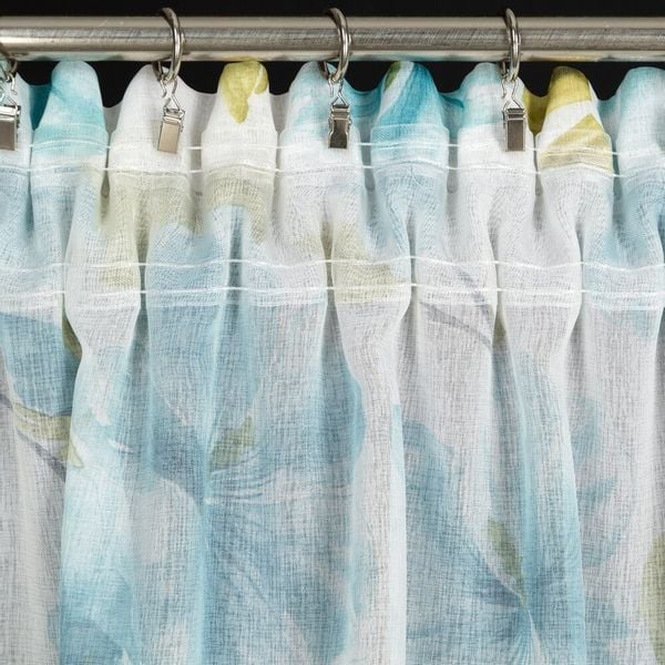 Firana gotowa na taśmie SOFIA 140x270 biała niebieska w kwiaty zdjęcie 12