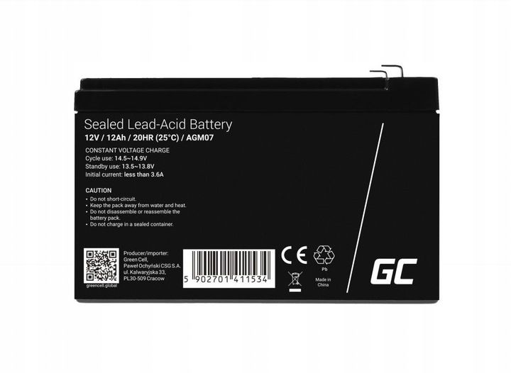 AKUMULATOR AGM VRLA GREENCELL do UPS 12V 12Ah zdjęcie 2