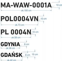NUMERY WODOODPORNE rejestracyjne 10 cm + PORT 8 cm na łódkę łódź