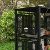 Stół Kempingowy Piknikowy Szafka Kuchenna na Zewnątrz, Składany, Czarny