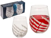 Zestaw Dwóch Szklanek z Ręką Kościotrupa na Halloween