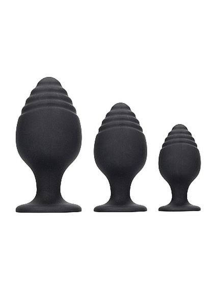 Rippled Butt Plug Set - Black zdjęcie 1
