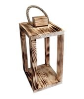 Lampion drewniany latarnia 38cm uchwyt baza pod stroik dekoracja opalany