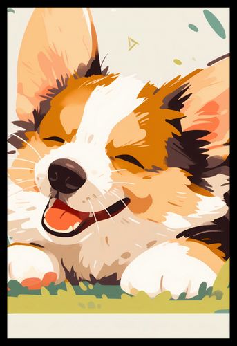 Plakat 68x101cm Beztroski Corgi na Arena.pl