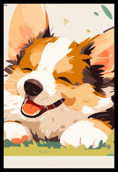 Plakat 68x101cm Beztroski Corgi zdjęcie 2