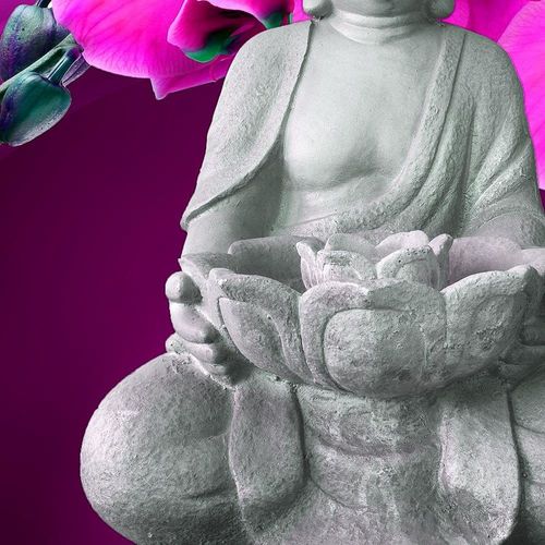 Obraz na płótnie - Canvas, Budda z orchideami 1 60x40 na Arena.pl
