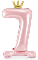 Stojący balon z koroną cyfra 7 j. różowy 84 cm XL