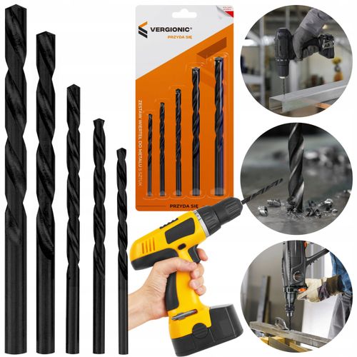 ZESTAW WIERTEŁ DO METALU DREWNA PLASTIKU HSS 4-10 mm 5 szt. VERGIONIC na Arena.pl