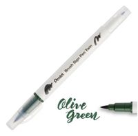 DWUSTRONNY PISAK PĘDZELKOWY DO KALIGRAFII OLIVE GREEN PENTEL