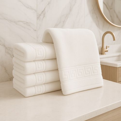 RĘCZNIK KĄPIELOWY BAWEŁNIANY FROTTE HOTELOWY WZÓR GRECKI BIAŁY 70x140 na Arena.pl