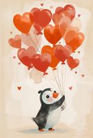 Plakat 61x90,5cm Pingwinek z Balonami