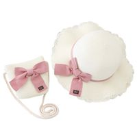zestaw torebka i kapelusz 52cm dla dziewczynki słomiane kokarda cz43