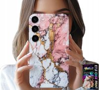 ETUI DO SAMSUNG GALAXY S23 - RÓŻOWO BIAŁY MARMUREK, KAMIENNE WZORY