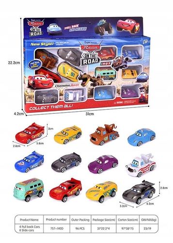 SAMOCHODY Z BAJKI CARS POJAZDY AUTA ZESTAW 12 SAMOCHODÓW 12w1 ZYGZAK ZŁOMEK na Arena.pl