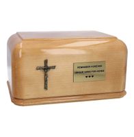 Duża urna kremacyjna z tradycyjnego drewna / Plakietka