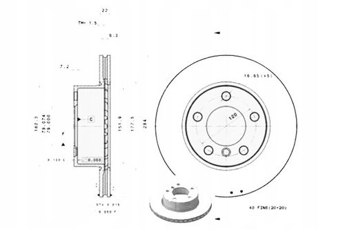 TARCZA HAM PRZOD 284X22 V BREMBO na Arena.pl