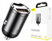 BASEUS MAŁA SZYBKA ŁADOWARKA SAMOCHODOWA USB QC 3.0 30W NIE WYSTAJE Z PORTU
