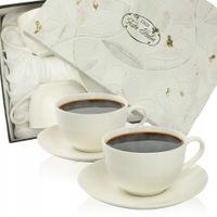 ZESTAW NA PREZENT FILIŻANEK 220 ML Z TALERZYKAMI PORCELANA DO KAWY HERBATY