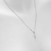 ŁAŃCUSZEK SREBRNY 925 KRZYŻYK D580 KOMUNIA 45CM