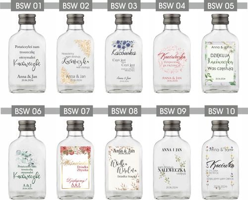 BUTELECZKI WESELNE Z NADRUKIEM UV 100ML - 20 szt. na Arena.pl