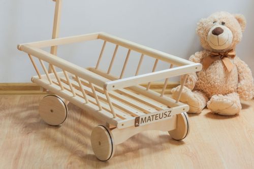 Duży, drewniany wózek drabiniasty - gumowane koła na Arena.pl