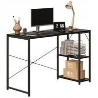 Biurko komputerowe stolik loft czarne eleganckie z półkami industrialne 120