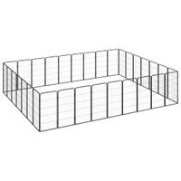 Kojec dla psa, 32 paneli, czarny, 50x100 cm, stal