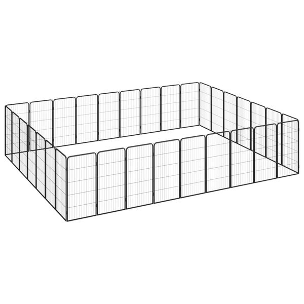 Kojec dla psa, 32 paneli, czarny, 50x100 cm, stal zdjęcie 1