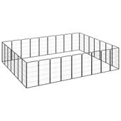 Kojec dla psa, 32 paneli, czarny, 50x100 cm, stal