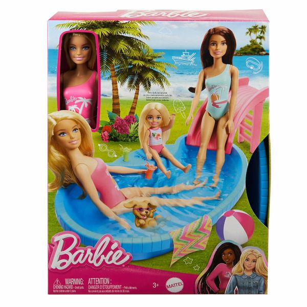 ND17_ZB-178717 Lalka Barbie z basenem i zjezdzaln zdjęcie 1