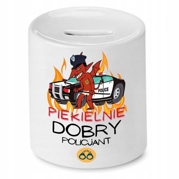 Skarbonka Dla Piekielnie Dobrego Policjanta Z Nadrukiem Ze Zdjęciem zdjęcie 1