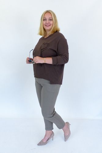 Czekoladowa Bluzka Damska z Aplikacją Serduszko UNI na Arena.pl