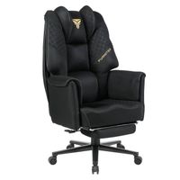 fotel krzesło gamingowe czarne z podnóżkiem miekki do komputera furnitex