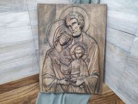 Ikona rzeźba prezent na ślub Święta Rodzina V 35cm