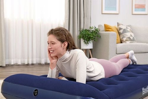 MATERAC DMUCHANY 1-osobowy wbudowana POMKPA nożna 188x99 cm BESTWAY na Arena.pl