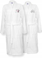 SZLAFROKI BIAŁE Z HAFTEM 2 szt unisex PREZENT personalizowany na walentynki