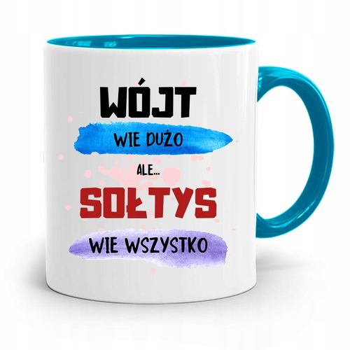 Dla Sołtysa Kubek Błękitny Sołtys Wie Wszystko Z Nadrukiem Ze Zdjęciem na Arena.pl