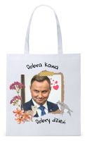 Prezydent Andrzej Duda Torba Eco Biała Shopper Z Nadrukiem Ze Zdjęciem