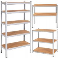 2x REGAŁ MAGAZYNOWY 180x90x30cm METALOWY 5 PÓŁEK MDF WARSZTATOWY GARAŻOWY