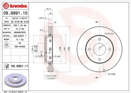 TARCZA HAM PRZOD 256X24 V BREMBO na Arena.pl