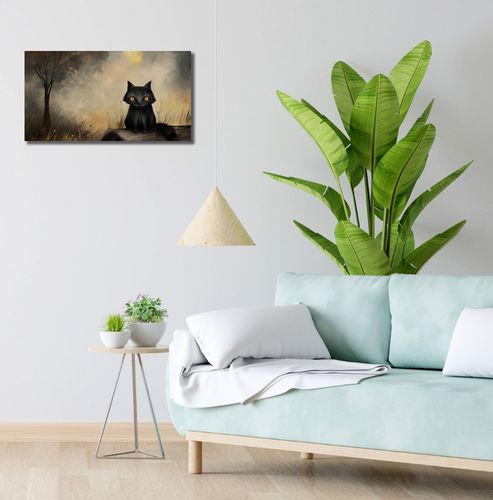 Obraz 60x30cm Czarny Kot na Arena.pl