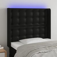 Zagłówek do łóżka z LED, czarny 83x16x118/128 cm sztuczna skóra