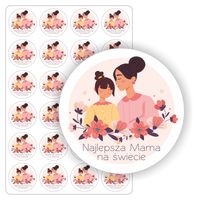 NAKLEJKI etykiety DZIEŃ MAMY prezent upominek hadmade 24szt. 5cm