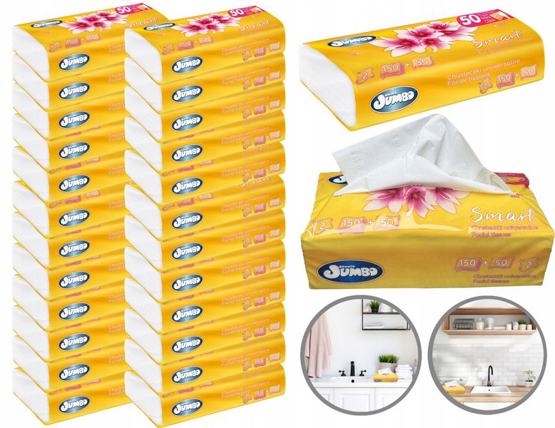 5000 szt. Wyciągane Chusteczki higieniczne Słonik Jumbo SMART 25x200 Karton zdjęcie 2