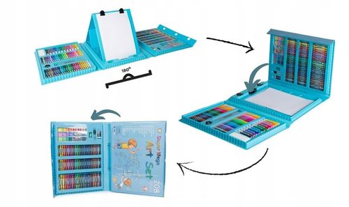 ZESTAW DO MALOWANIA RYSOWANIA ARTYSTYCZNY WALIZKA Niebieska DZIECI PREZENT na Arena.pl