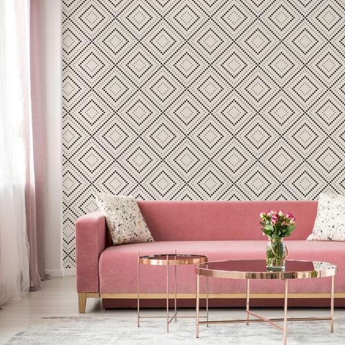 Tapeta Do Salonu Wzór GEOMETRYCZNY Kropki Kwadraty na Arena.pl